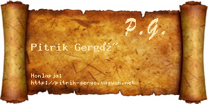 Pitrik Gergő névjegykártya